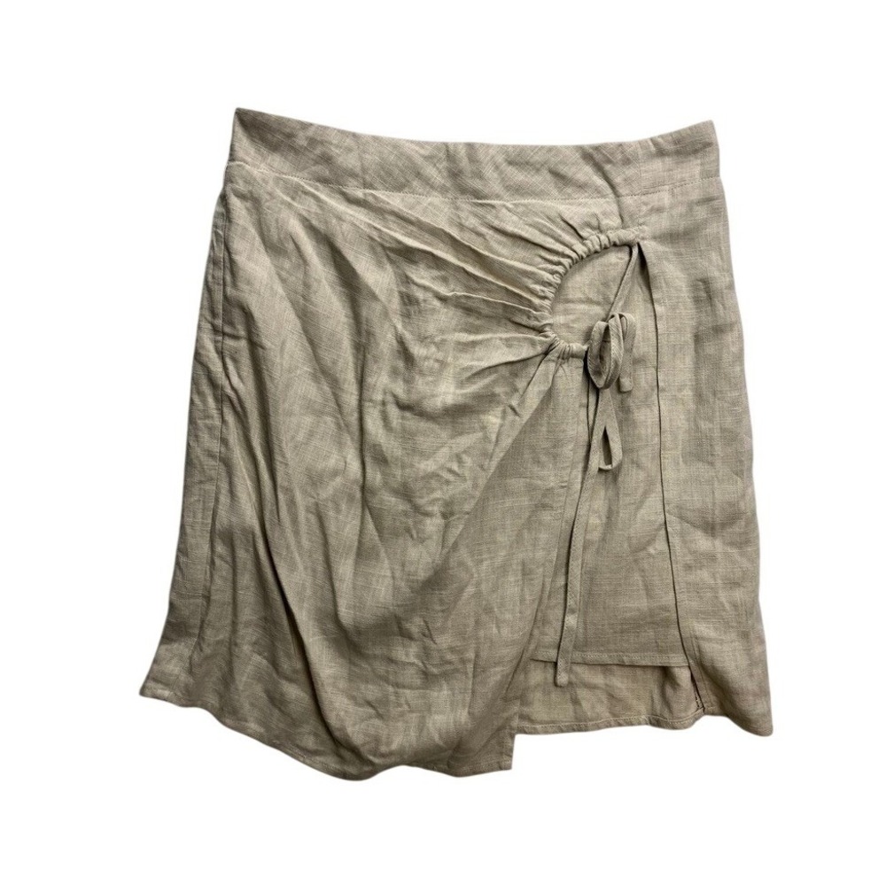 Heartloom Darling Skirt Women Size M Chino New Linen Blend Ruched Cutout Mini